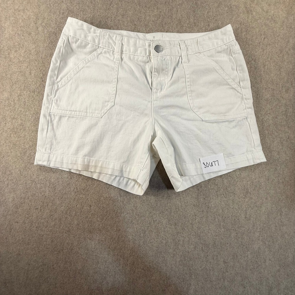Caslon Womens White Utility Twill Shorts Size 10 Patch Pockets
